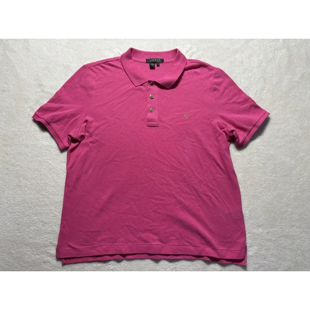 Lauren Ralph Lauren Pink RLL Logo Size Large Women's Polo